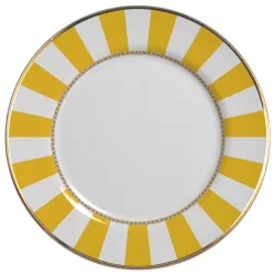 Imagem de conjunto com 6 pratos rasos stripe amarelo 1ª linha