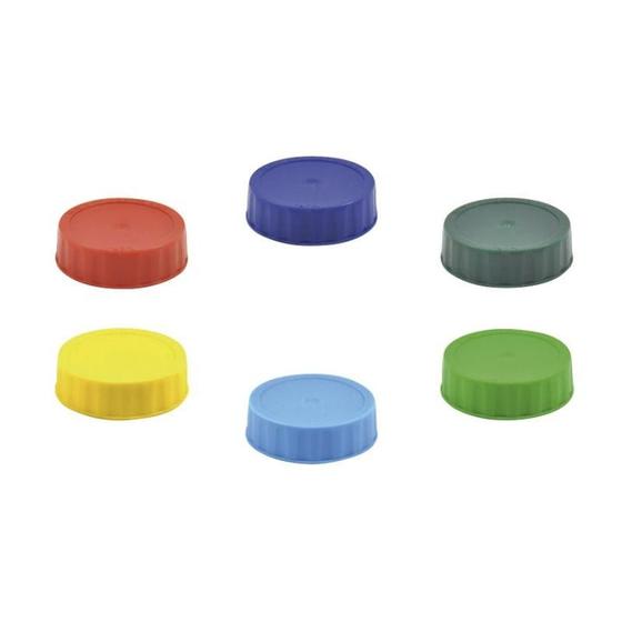 Imagem de CONJUNTO COM 6 Tampas de Reposição Fechada (Para o Fundo) Coloridas Para Bisnagas FIFO Bootle Canadá