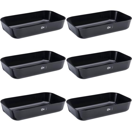 Imagem de Conjunto com 6 Tigela Retangular Vasilha Travessa 2,8L Preto