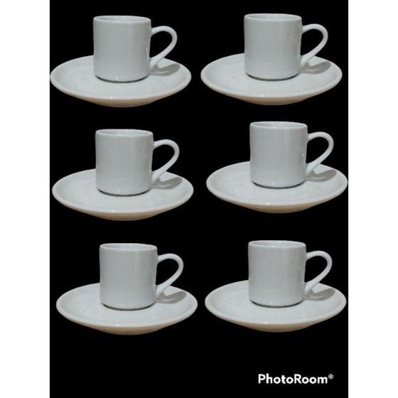 Imagem de Conjunto Com 6 Xícaras De Café Com Pires Porcelana Branca 60 Ml