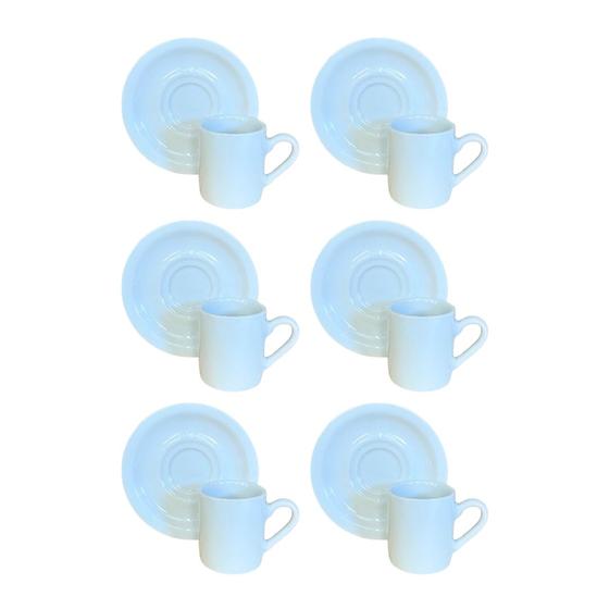 Imagem de Conjunto Com 6 Xícaras De Café Com Pires Porcelana Branca 70 Ml