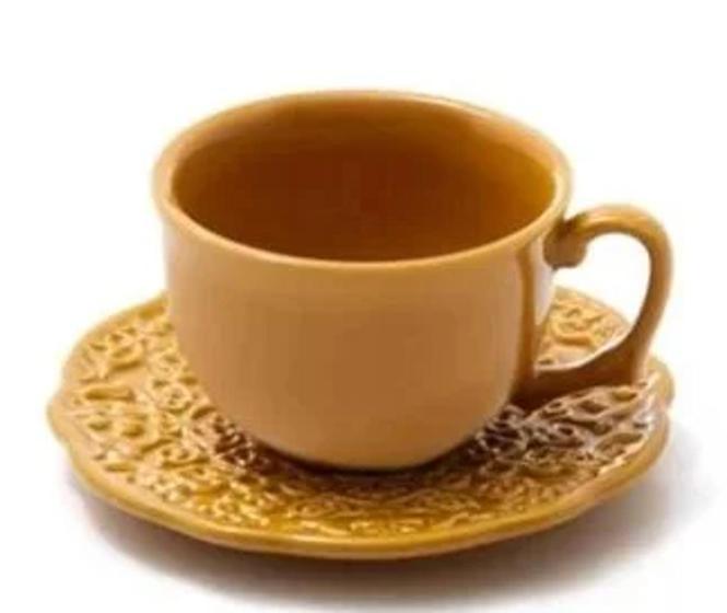 Imagem de Conjunto com 6 Xícaras de Chá com 6 Pires Marrakech Especiarias Curry 260Ml- Porto Brasil