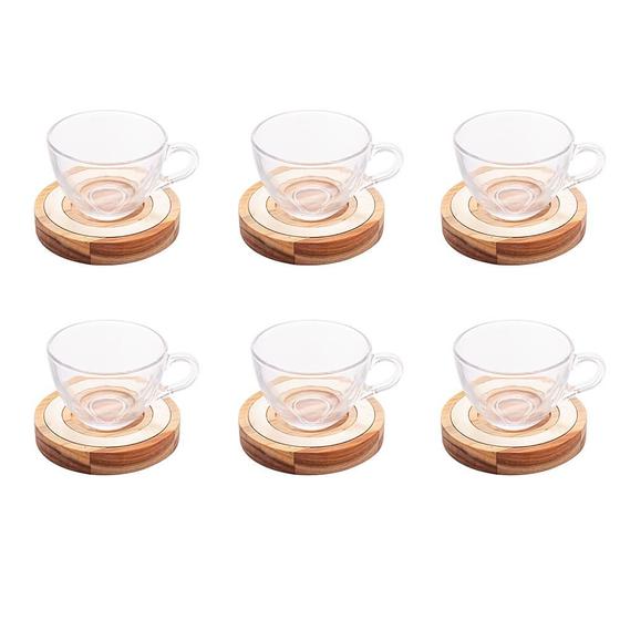 Imagem de Conjunto com 6 xícaras de chá e pires 190ml