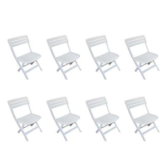 Imagem de Conjunto com 8 Cadeiras Dobravél Ripada Diamantina Branco