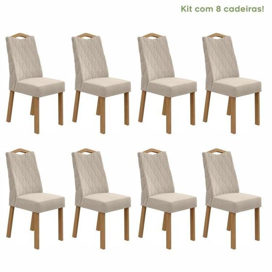 Imagem de Conjunto com 8 Cadeiras para Sala de Jantar Vênus Amêndoa Clean/Rinzai Bege