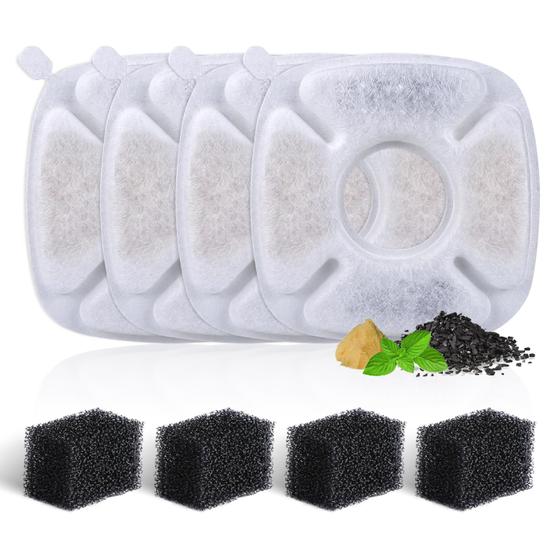 Imagem de Conjunto com 8 Filtros e Esponjas de Reposição para Fonte de Água para Pets