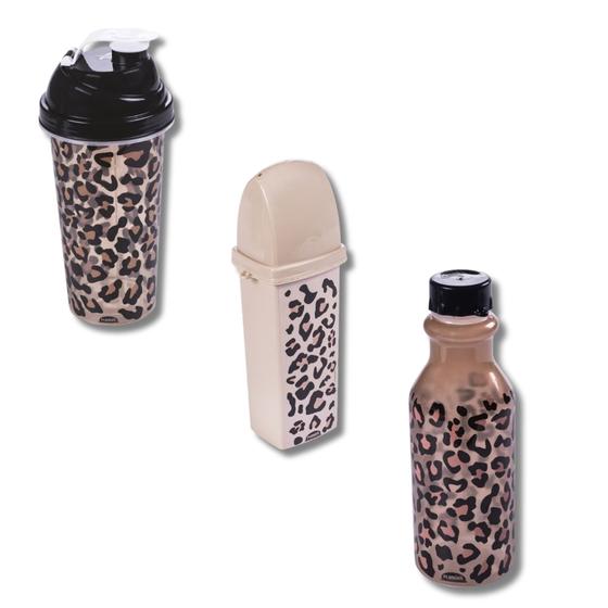 Imagem de Conjunto com garrafa porta escova e shakeira resistente