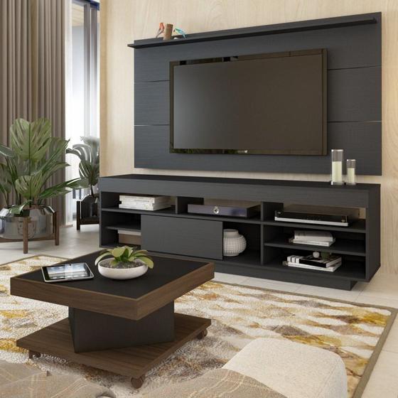 Imagem de Conjunto com Rack com Painel para TV até 60 Polegadas e Mesa de Centro Elegance Espresso Móveis