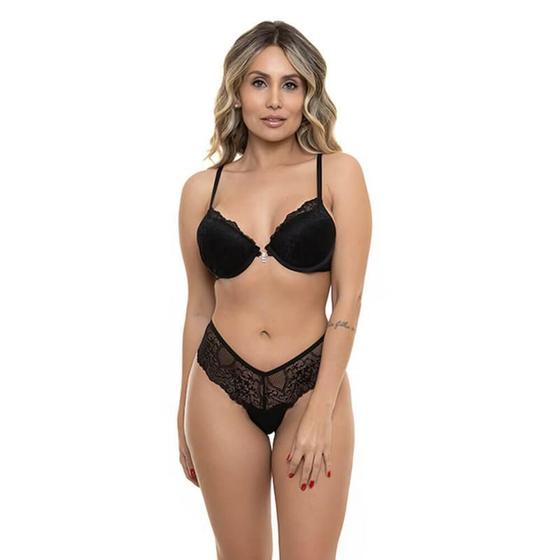 Imagem de Conjunto Com Renda Preto Sepie 24234 Microfibra