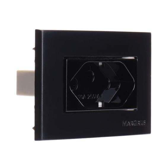 Imagem de Conjunto com Tomada para Moveis Margirius 2p+T 250v Preta 10A Sleek
