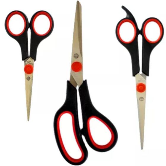 Imagem de Conjunto Com Três Tesouras Para Corte de Tecido Multiuso
