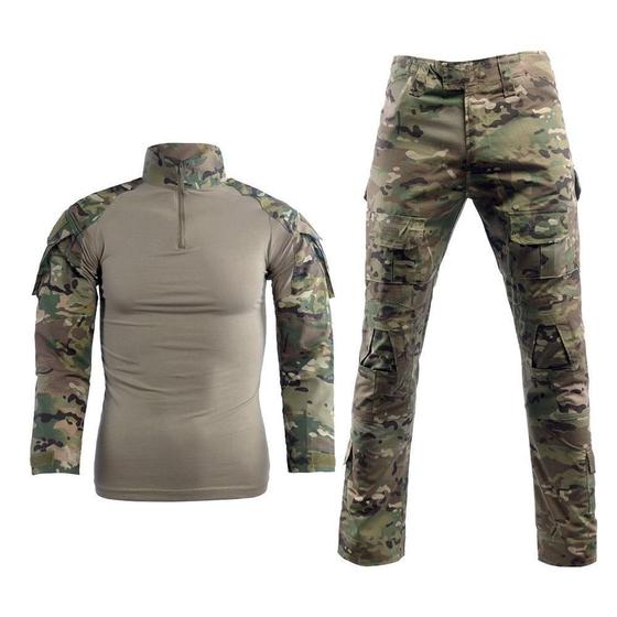 Imagem de Conjunto Combat Shirt Calça Camuflado Militar Multi AVB MC