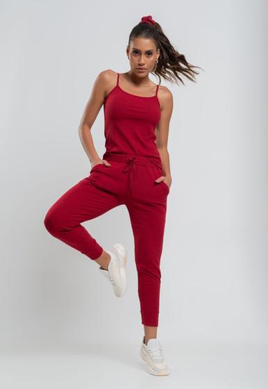 Imagem de Conjunto Comfy Com Regata Alcinha e Jogger Canelada Vermelho Salvatore Fashion