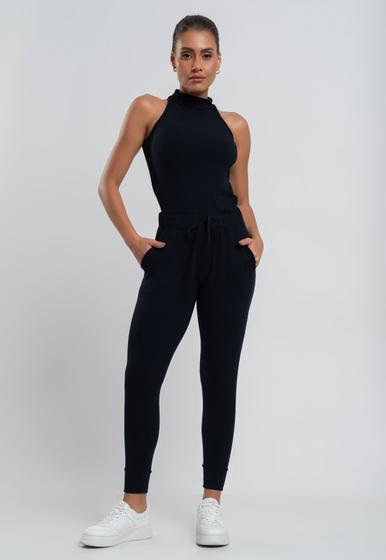 Imagem de Conjunto Comfy Com Regata e Jogger Canelada Preto Salvatore Fashion
