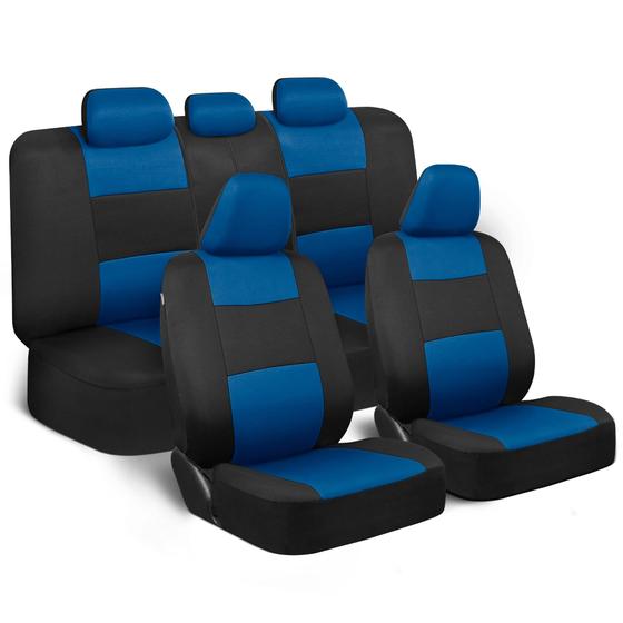 Imagem de Conjunto completo de capas de assento de carro BDK PolyPro azul sobre preto