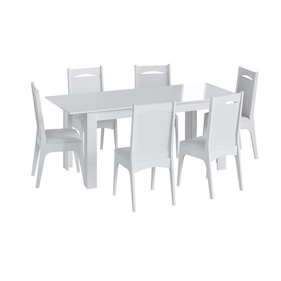 Imagem de Conjunto Completo Jantar Cozinha Mesa Elástica C/ 8 Cadeiras - Branco CJE10305(8).008