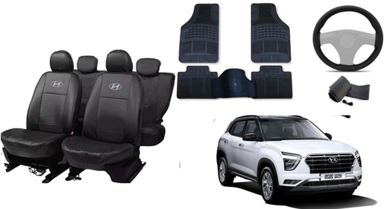 Imagem de Conjunto Completo para Creta 20-24: Capa de Couro, Tapete e Volante