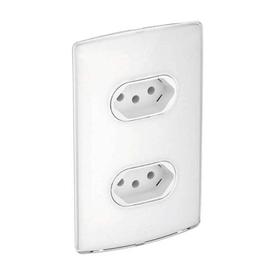 Imagem de Conjunto Completo Tomada 10A e 20A Com Suporte e Placa Branca Gloss Pial Nereya Legrand