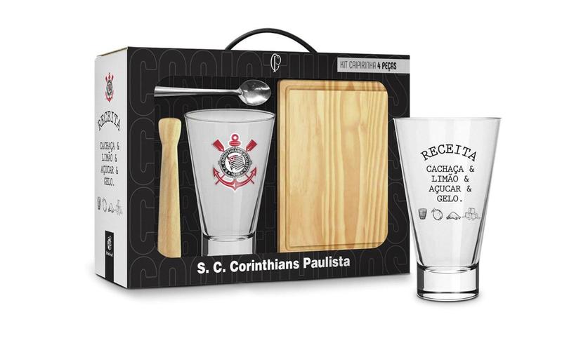 Imagem de Conjunto copo caipirinha long 400ml grande time corinthians - Brasfoot Presentes