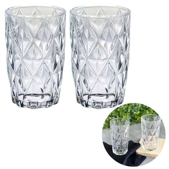 Imagem de Conjunto Copos Diamante 370ML Resistentes Agua Suco 2 UN