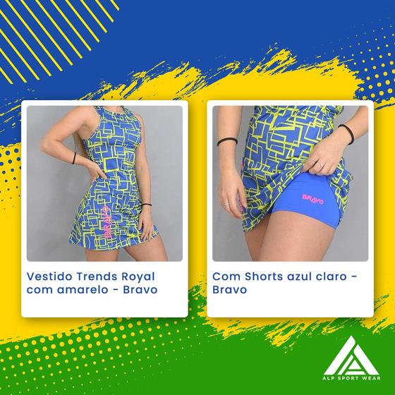 Imagem de Conjunto cores do Brasil Vestido Trends Royal com Amarelo - ALP  SPORT WEAR