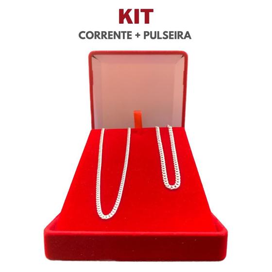 Imagem de Conjunto Corrente + Pulseira De Prata 925 Garantia Eterna