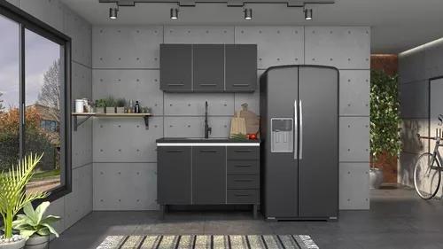 Imagem de Conjunto cozinha gabinete c/ armario suspenso 100% aço 1.20 mt - cozimax