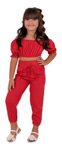 Conjunto Cropped Ciganinha Calça Jogger Blogueira Menina Juvenil