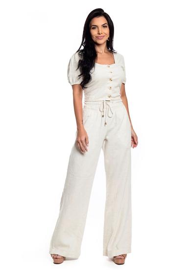 Imagem de Conjunto Cropped E Calca Pantalona Sem Elastano