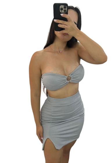 Imagem de Conjunto Cropped Feminino com Saia em tecido laurel