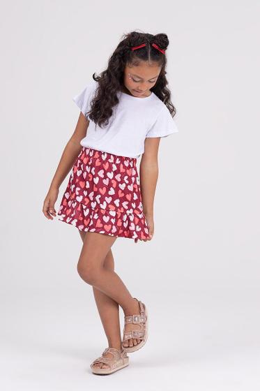 Imagem de Conjunto Cropped Infantil Saia Rodada Branco