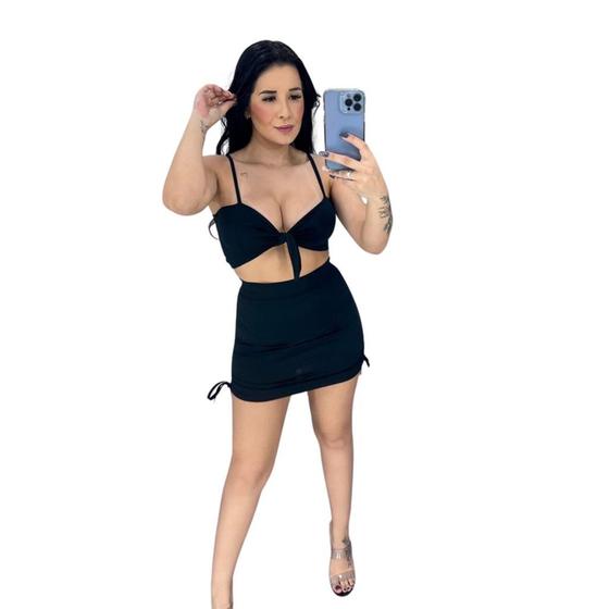 Imagem de Conjunto Cropped Laço e Saia com Regulador