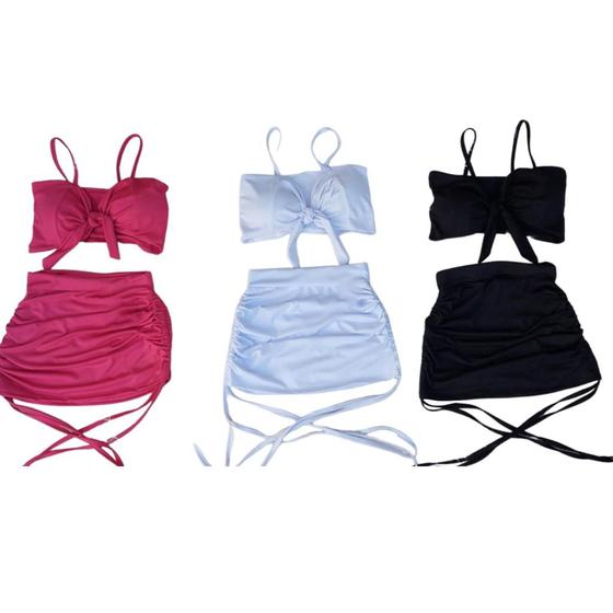 Imagem de Conjunto Cropped Laço e Saia com Regulador