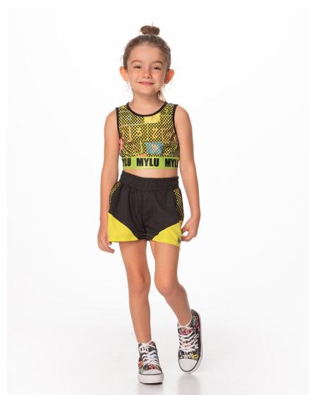 Imagem de Conjunto Cropped Menina Tela E Short Com Recortes Mylu