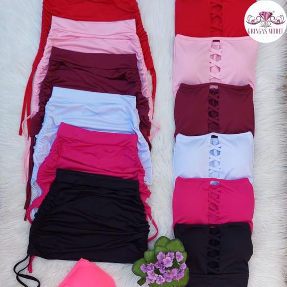Imagem de Conjunto Cropped + Saia Ajustável Gringas Model