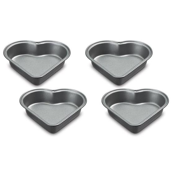 Imagem de Conjunto cuisinart 4 mini formas coração em aço inox antiaderente cmbm-4hrt1