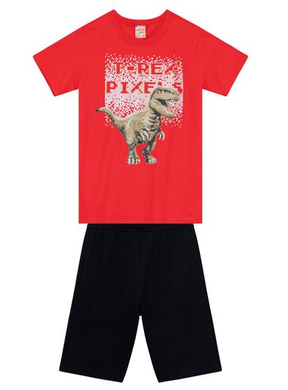 Imagem de Conjunto Curto Brandili 36455 Infantil Menino T-Rex Algodão T. 04/16