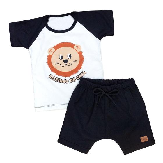 Imagem de Conjunto Curto Camiseta e Bermuda Saruel Leãozinho Creme