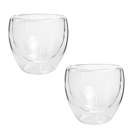 Imagem de Conjunto de 02 copos de vidro borossilicato  parede dupla 80ml