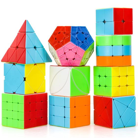 Imagem de Conjunto de 10 Cubos Mágicos Speed Cube TOY Life - Para Crianças e Adultos