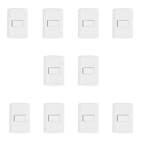 Imagem de Conjunto de 10 Interruptores de 1 Tecla Simples, Modular, com Placa 4x2 e Suporte