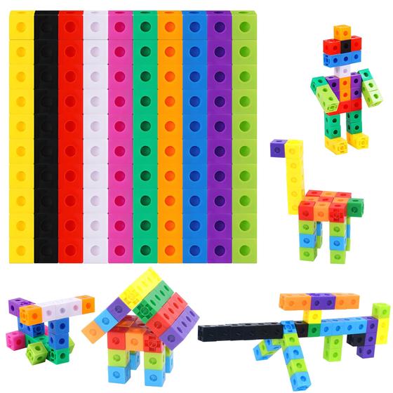 Imagem de Conjunto de 100 brinquedos educativos Math Linking Cubes SpriteGru