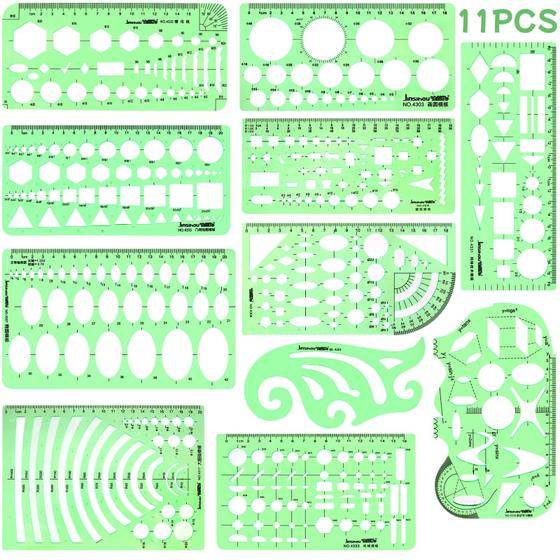 Imagem de Conjunto de 11 Modelos Geométricos HXSEMAYIG com Régua