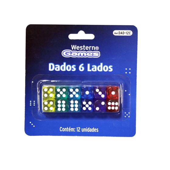 Imagem de Conjunto De 12 Dados Coloridos 6 Lados Western Dad-12C