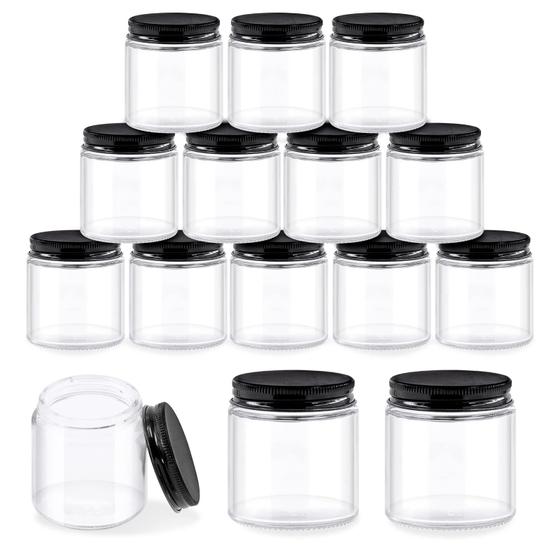 Imagem de Conjunto de 12 Potes de Vidro Glarks (120ml) com Tampas - Ideal para Cosméticos