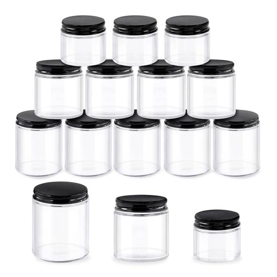 Imagem de Conjunto de 12 Potes de Vidro Glarks (60ml, 120ml, 240ml) com Tampas