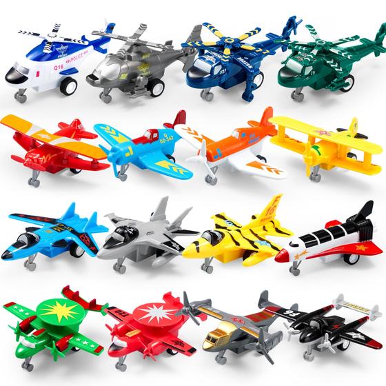 Imagem de Conjunto de 16 Aviões e Helicóptero de Metal - Brinquedo Infantil JOYIN (3+)