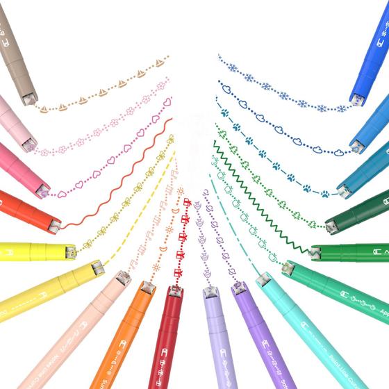 Imagem de Conjunto de 18 Canetas Marca-Texto Curve AECHY - Ponta Dupla e 18 Cores