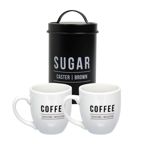 Imagem de Conjunto De 2 Caneca Branca Coffee Para Café Da Manhã & Pote Armazena Açúcar