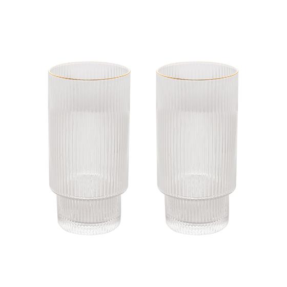 Imagem de Conjunto de 2 Copos Alto de Cristal com Fio de Ouro Lines 400ml - Wolff